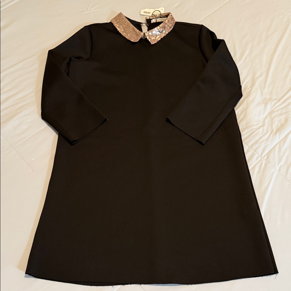 Zara Black Dress with Gold Sequin Collar